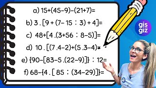 EXPRESSÕES NUMÉRICAS  EXERCÍCIOS \Prof Gis MATEMÁTICA BÁSICA [upl. by Kcirdet578]