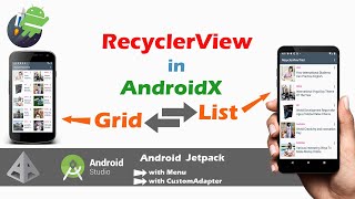 RecyclerView in Androidx  Android tutorial in Android Studio 40 [upl. by Boonie]