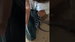 Using a scalpel for slicing the sole of a shoe [upl. by Ahsinav362]