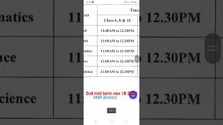 2nd mid term exam time table 2024 18 6to 10th vnr district 📃✨️ [upl. by Aruol35]