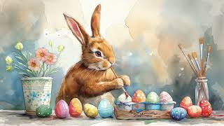 Easter Bunny Painting Easter Eggs TV Art Screensaver 4 hours long No Sound [upl. by Perlie]