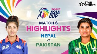 NEPvPAK Womens Asia Cup Highlights  Pakistan bounce back with a win  WomensAsiaCupOnStar [upl. by Airret]