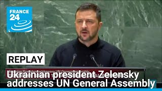 REPLAY Ukrainian president Zelensky addresses UN General Assembly seeks global support [upl. by Pittman199]