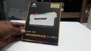 UNBOXING RAM CORSAIR VENGEANCE RGB PRO 16GB 2X8GB 3200MHZ MEMORY CMW16GX4M2C3200C16W 16181836 [upl. by Ailedo]