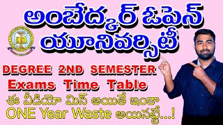 Ambedkar Open University UG 2nd Semister Exam time tableDegree 2nd sem exams time tableBRAOU [upl. by Ytsanyd708]