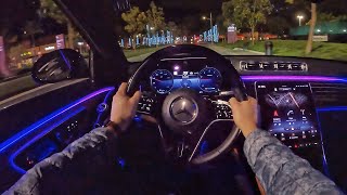 2022 MercedesBenz S 580 4Matic POV Night Drive 3D AudioASMR [upl. by Retepnhoj]