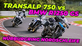 NEW HONDA TRANSALP chasing my BMW R1250GS on Nürburgring [upl. by Sawyor433]