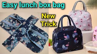 SUPER EASY LUNCH BOX BAG  PICNIC BAG making at home  handbag  bag cutting and stitching  purse [upl. by Eneliak]