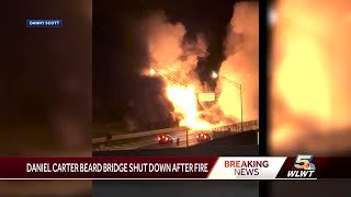 Fire shuts down Daniel Carter Beard Bridge [upl. by Nauqas330]