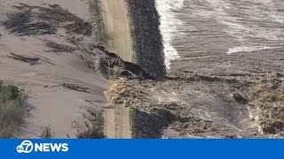 Salinas River in California breaks levee after flooding [upl. by Kerat306]