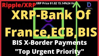 RippleXRPBISCross Border Payments quotTop Urgent PriorityquotXRP 22226666Central Bank FranceECB [upl. by Melitta614]