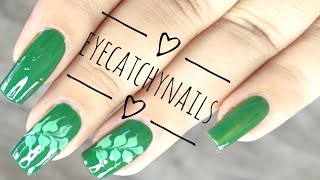 DEBELLE NAILS  Easy Nail Art Design over Green Nail Polish  Nail Art Design [upl. by Arron]