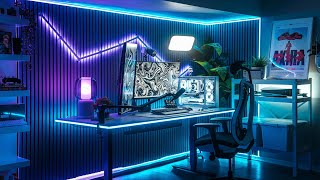 Building The Ultimate Gaming Desk Setup  Full DIY Makeover [upl. by Pliske]