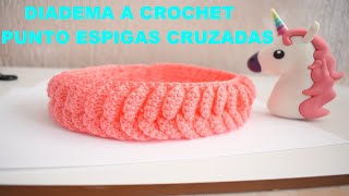 Diadema a crochet tejido en punto espiga 1 en relieve  tutorial a ganchillo  todo en crochet [upl. by Tena]