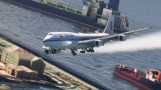 Very Scary Landing at Gibraltar airport  Air China boeing 747 [upl. by Ardrey392]