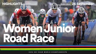 Women Junior Road Race highlights  2024 UCI Road World Championships [upl. by Siladnerb]