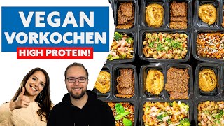 Proteinreich vegan vorkochen  günstig amp schnell  vegane Rezepte  Meal Prep High Protein Abnehmen [upl. by Annoet]