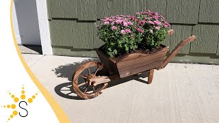 Sunnydaze Wooden Decorative Wheelbarrow Planter  35 x 10 x 11 InchesDSL674 [upl. by Hailee]