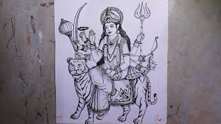 Navratri drawingNavratri drawing easyDurga maa drawingHow to draw durga maaEasy drawingAmbe maa [upl. by Elamor]