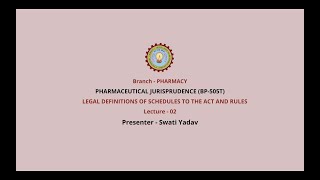 Pharmaceutical Jurisprudence  Legal Definitions of Schedules to the Act and Rules [upl. by Penny342]