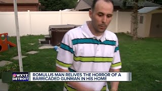 Man relives horror of barricaded gunman in his home [upl. by Ardnassela62]