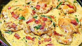 Creamy Garlic Parmesan Chicken Thighs  Easy Chicken Recipe [upl. by Arateehc]