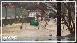 Creeks rivers flood after heavy rainfall [upl. by Einavoj]