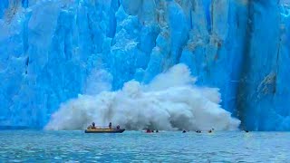 Glacier Calving Effect of GLOBAL WARMING and CLIMATE CHANGE  Glacier National Park  Antarctica [upl. by Tobias]