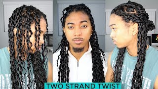 Two Strand Twist on Natural Curly Hair  First Try [upl. by Ainessej]