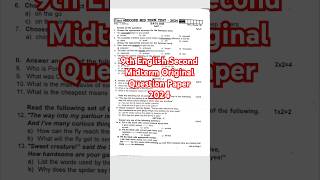 9th English Second Midterm Original Question Paper 2024 Important Question [upl. by Takakura437]