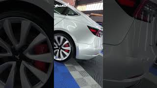 Tesla Model 3 with Aluko Gloss Metallic Diamond Silver Car Vinyl alukoalukovinyl tesla carwrap [upl. by Aronos]