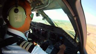 ERJ 145 LANDING AT HERMOSILLO INTL AIRPORT COCKPIT VIEW [upl. by Euqinom]