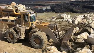 Caterpillar 988F Wheel Loader Loading Stones On Komatsu Dumpers  Kivos Ate [upl. by Elsinore537]