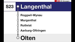 SBB TTS Ansagen • S23 • Olten – Langenthal [upl. by Ataynik]