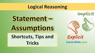 Statement and Assumptions  Tricks amp Shortcuts for Placement tests Job Interviews amp Exams [upl. by Arres]