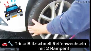 🚗🔧Trick  Mit 2 Rampen  2 Reifen auf einmal wechseln [upl. by Stedmann55]