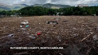 Lake Lure filled with debris from storm in North Carolina [upl. by Herschel]