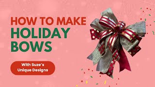 How to make easy bows  Bow Tutorial  Bow bowdesign tutorial suzesuniquedesigns [upl. by Eniledgam]