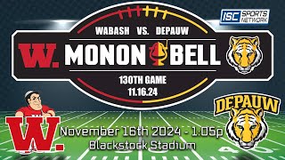 2024 CFB Wabash at DePauw  1116  130th Monon Bell Rivalry [upl. by Fabe463]