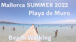 Spain Mallorca Beach Walking Playa de Muro Beach Alcudia Bay Mallorca Summer 2022 🏖 Island Walking [upl. by Baecher87]