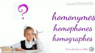 Homonymes  homophones homographes [upl. by Sergio]