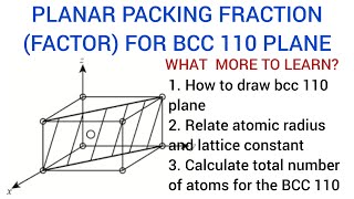 planar packing fraction factor for the body centred cubic 110 plane [upl. by Carothers]