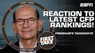 Paul Finebaum’s BIGGEST TAKEAWAYS from latest CFP Rankings 🏈🍿  First Take [upl. by Eillor]