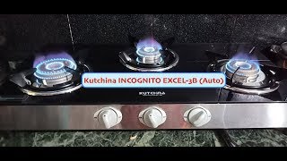 Kutchina INCOGNITO EXCEL3B Auto Glass 3 Brass Burners Cook Top Black [upl. by Ardnayek]