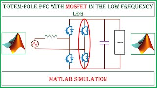 Totempole PFC with MOSFET in the low frequency leg  MATLAB Simulation  Tech Simulator [upl. by Saqaw]