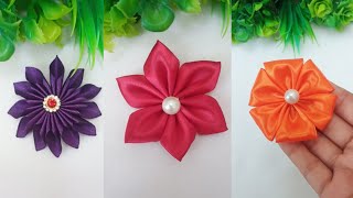 DIY Satin Ribbon Flower Making Idea  How to Make Ribbon Flower [upl. by Ginni]