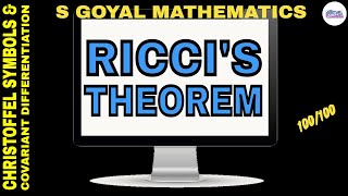 christoffel symbols and covarient differentiation Riccis theorem proof tensor analysislec2 [upl. by Elonore]