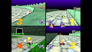 Mario Kart 64  4 Player Frenzy All Tracks [upl. by Eibot824]