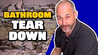 How to Redo an Entire Bathroom  DIY Demolition [upl. by Nailimixam]