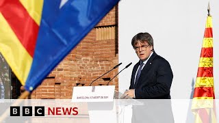 Exiled Catalan leader Carles Puigdemont returns to Spain  BBC News [upl. by Womack]